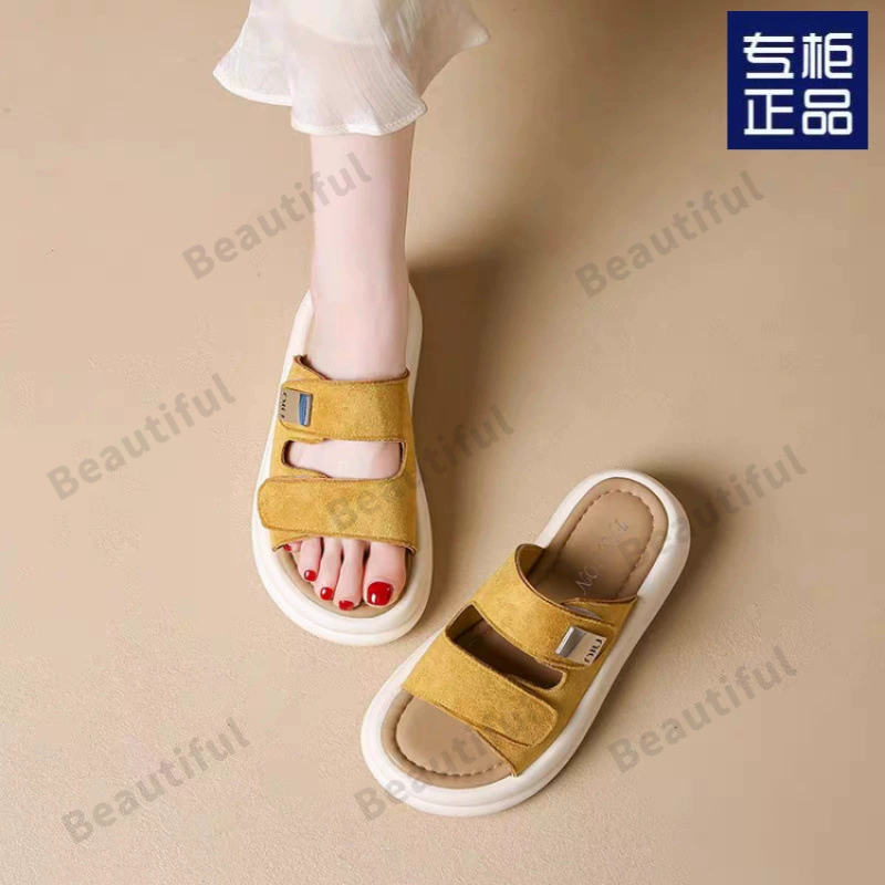 Женские летние пляжные шлепанцы Birkenstock на липучке, новая модель 2025 года, на толстой платформе, повседневные, для отдыха