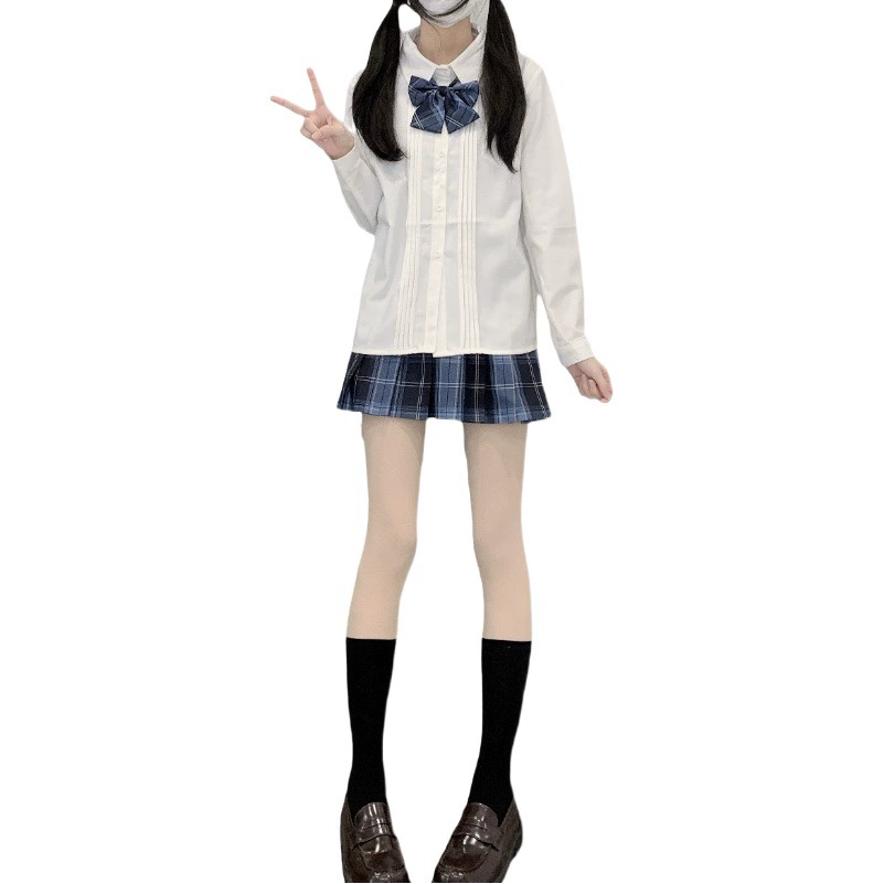 Японская школьная форма JK: белая рубашка с длинными рукавами и складками-аккордеон, стиль колледжа, форма для учащихся средней школы, короткий рукав