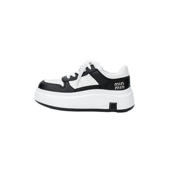 Leather white sneakers platform