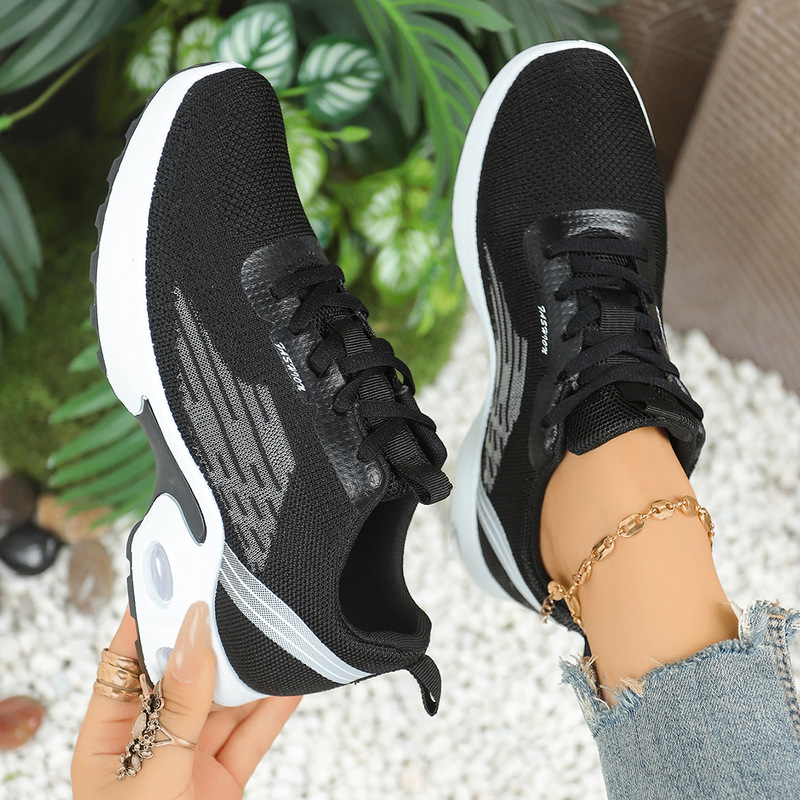 Women's New Casual Shoes, Fly-Knit Upper, Running Trendy Korean Style, Large Size Sports Shoes, Casual Shoes, Cross-Border