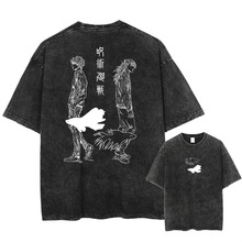 PrintWashedAnimeVintageBlackTshirtsMenGraphicSetwear
