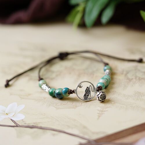 Artistic and cultural auspicious cloud ceramic bracelet female wholesale braided rope new Chinese style national wind fashion lotus pod bracelet jewelry small gift 