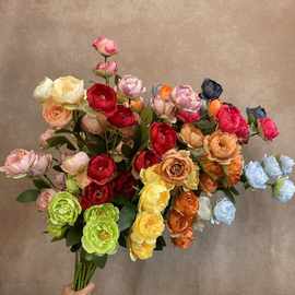 仿真7头玲珑牡丹 欧式家居餐厅装饰 户外花墙插花 摄影道具假花