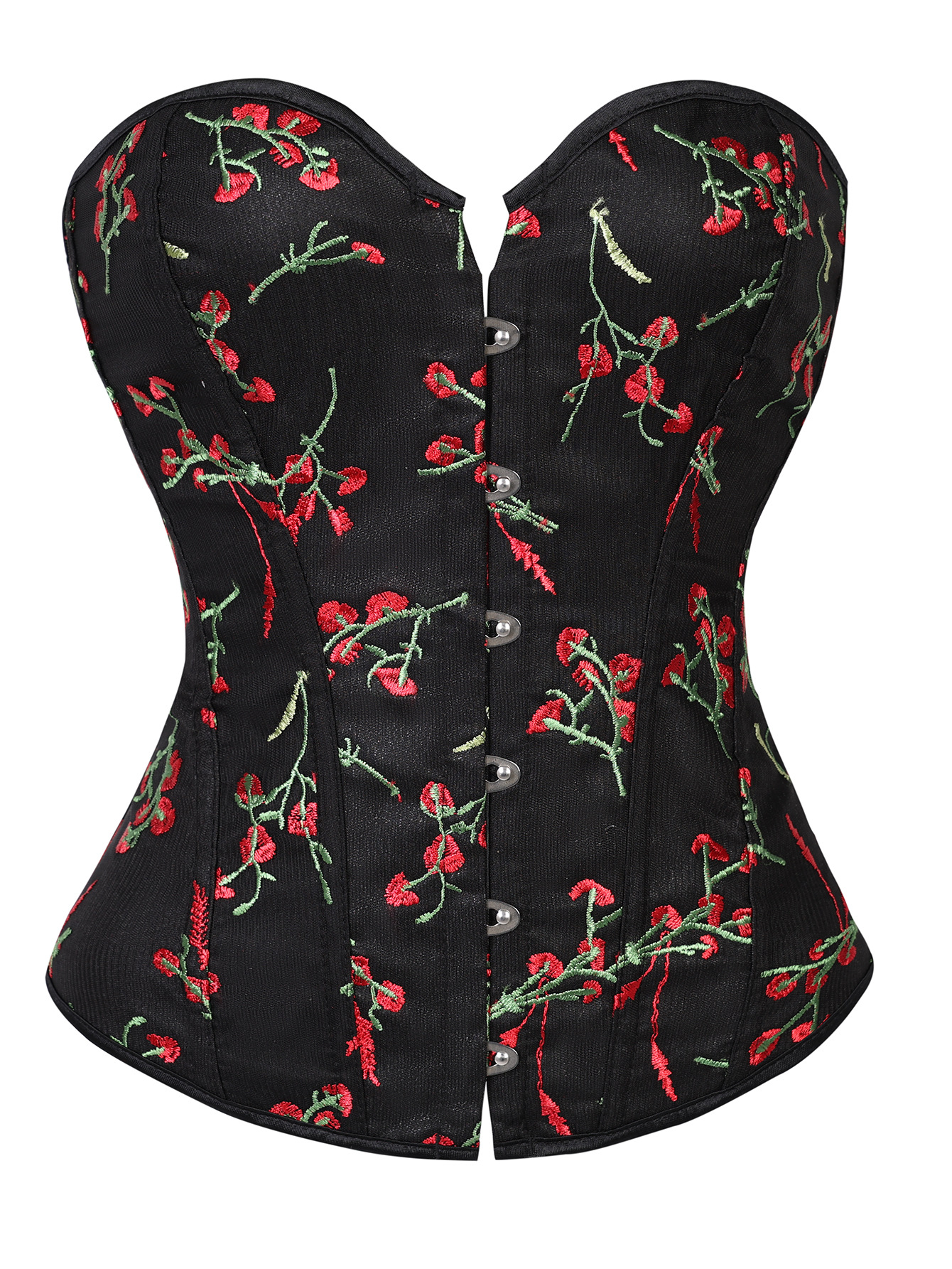 Nuevo bordado negro floral cintura europea sexy corte corte vestimenta de forma de cuerpo Amazon