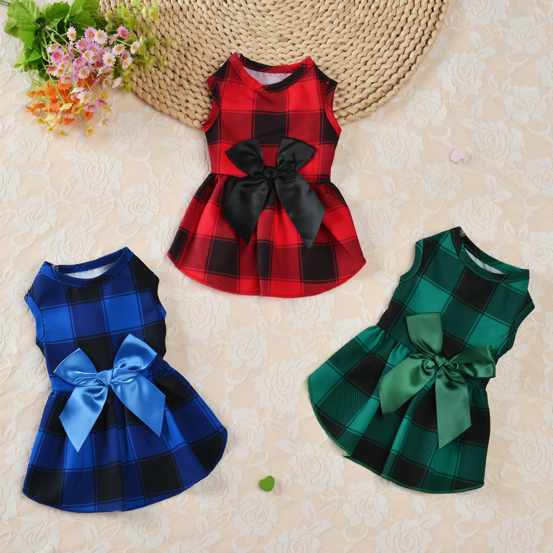 2021新款狗狗衣服格子裙子公主裙寵物衣服泰迪博美小型犬寵物服裝