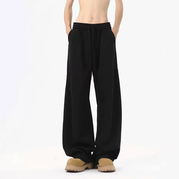 American-style Machete fleece-lined Sweatpants Men's Autumn and Winter Vertical Straight-leg Wide-leg Pants cleanfit Sports Casual Pants