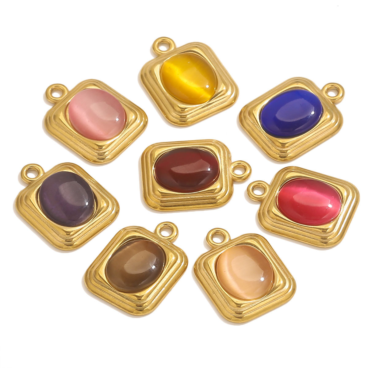 PVD Coated Gold Plating Process Pendant Jewelry Making Type 1 Piece 304 Stainless Steel PVD Coated Real Gold Plated Square Pendant Pendant
