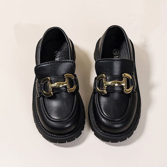 Soft Leather Girls' Leather Shoes 2025 Spring & Fall New British Style Round-Toe Boys' Loafers Soft-Soled Black Princess Shoes