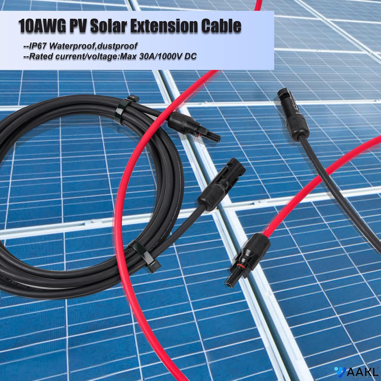 Comercio exterior línea de extensión de panel solar fotovoltaico 4 cuadrado / 10 AWG rojo y negro un conjunto de conectores MC4 Amazon transfronterizo