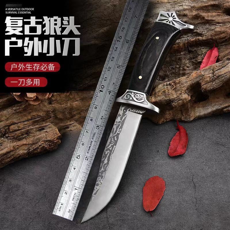 户外露营生存刀具防身野外求生战术直刀长款瑞士高硬度军工刀割绳