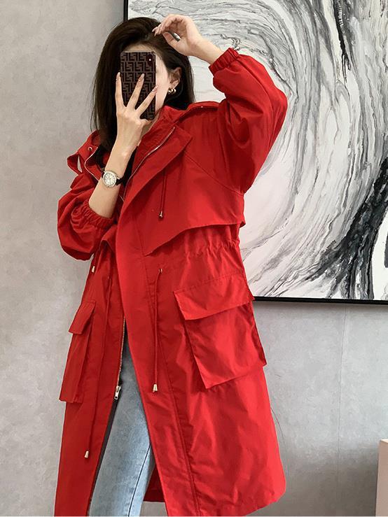 风衣纯色外套女2025年春秋季新款大码宽松显瘦中长款英伦风春装女|undefined