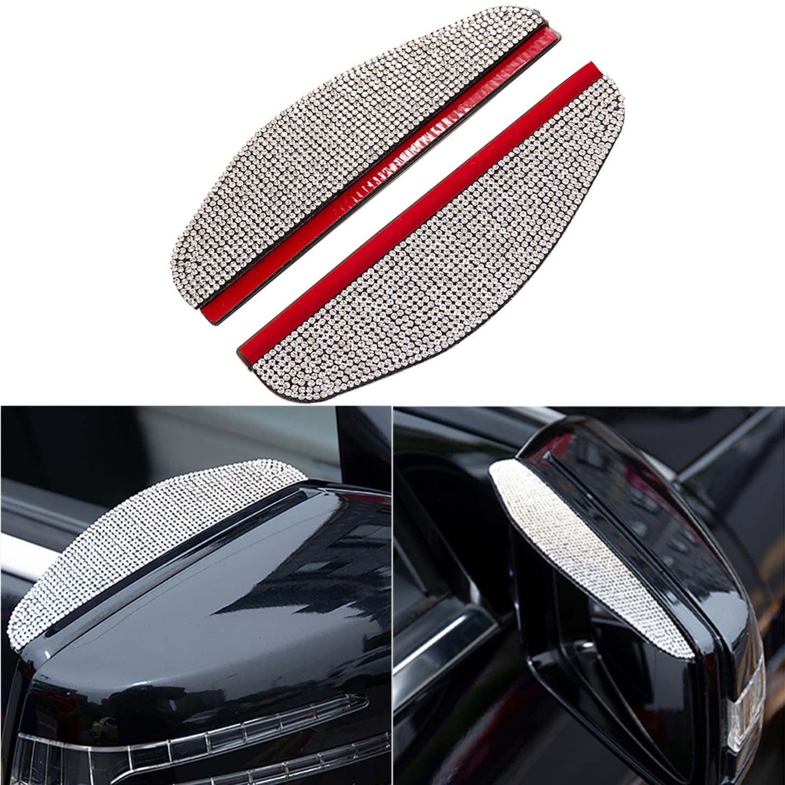 Car Diamond-encrusted Rain Eyebrow Reversing Rearview Mirror Rain Shield Rainproof Anti-reflective Rain Shield Reversing Mirror Rain Eyebrow Universal Product