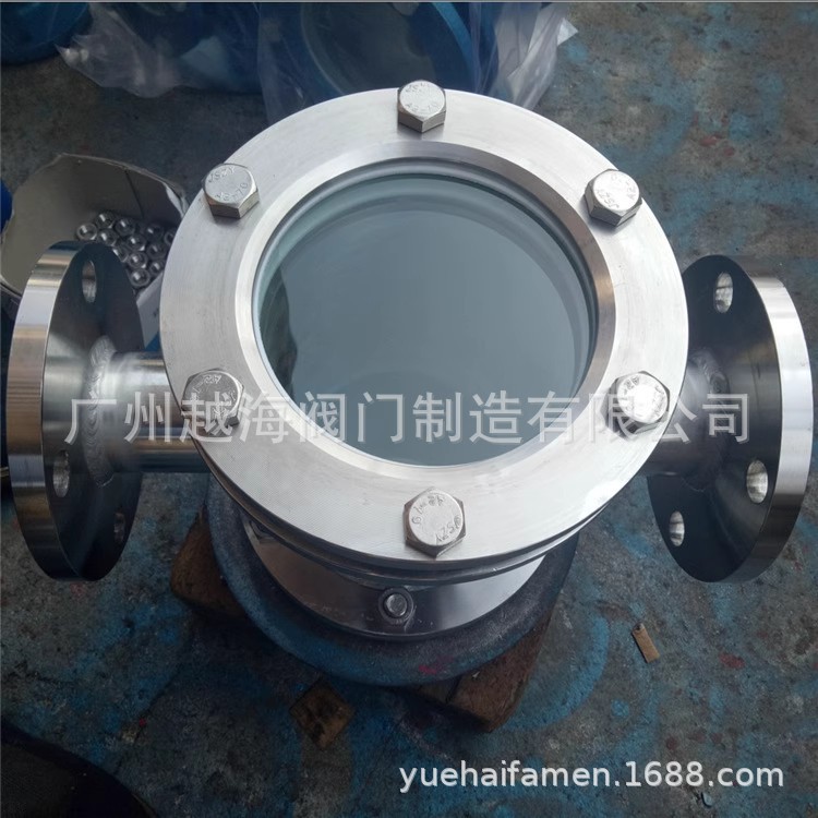 304不锈钢法兰流量指示器化工液气体方形直通水流指示器视镜碳钢