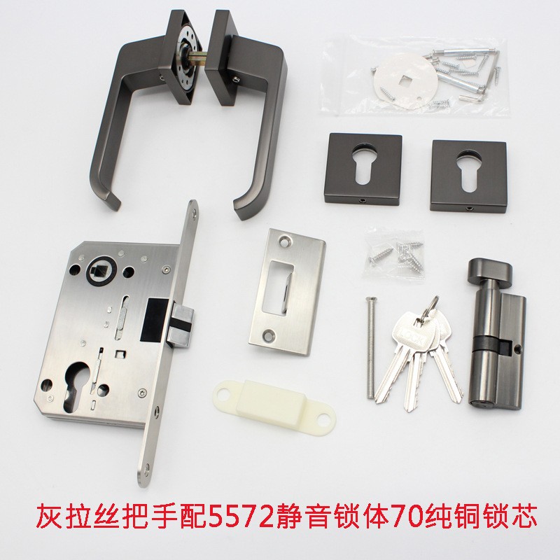 Cerradura de separación cuadrada interior simple cerradura de puerta de dormitorio magnetic silenciosa manija de puerta cerradura de mano sólida de aleación de zinc