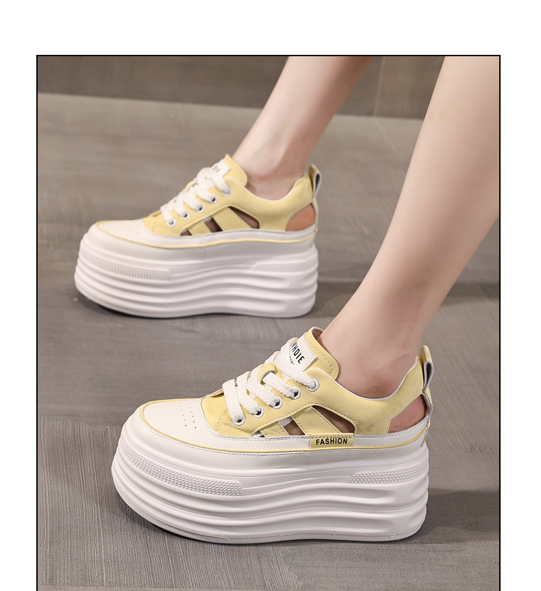 Giày sneaker nữ đế dày tăng chiều cao, phong cách thể thao — màu trắng chi tiết 11