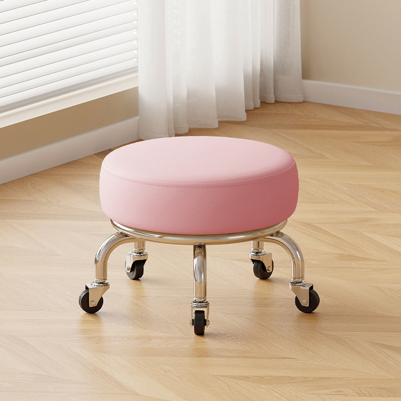 Polia doméstica taburete bajo rueda universal pequeño taburete silencioso rotativo taburete redondo móvil con artefacto moderno y simple