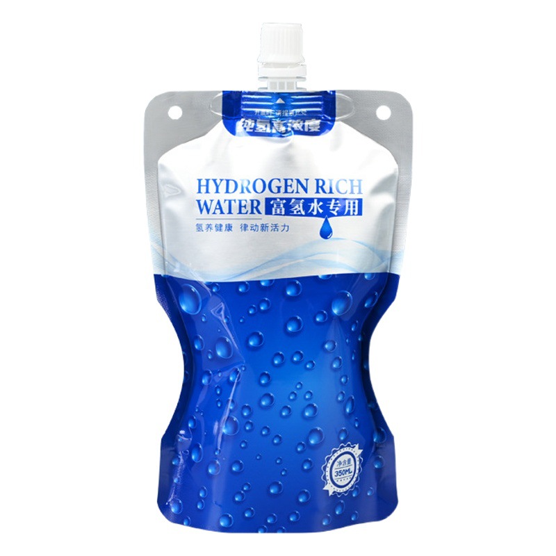 En stock 500ml bolsa de agua rica en hidrógeno de calidad alimentaria bolsa de boquilla de papel de aluminio portátil de forma especial bolsa de agua bolsa de embalaje personalización
