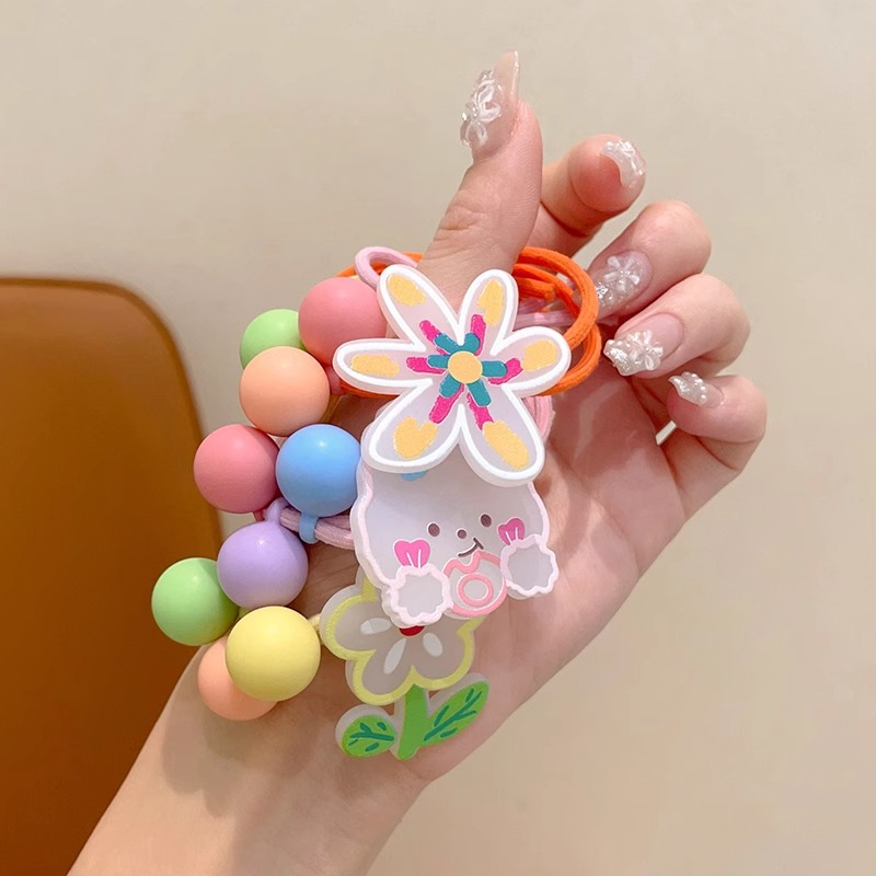 Anillo de cabello de niños correa de goma de cola de caballo cuerda de cabello de alta elasticidad colorida no daña cabello lindo tocado de niña dibujos animados