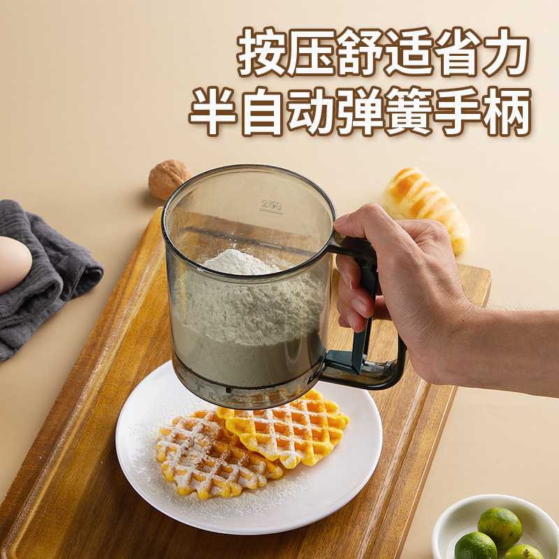 Tamiz de acero inoxidable ultrafino, tamiz de harina semiautomático de mano, tamiz de malla de cocción redonda de taza de polvo de azúcar, tamiz de malla de filtro