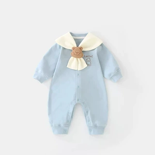 新款婴儿连体衣春秋季衣服宝宝可爱小熊哈衣新生儿卡通爬服批发