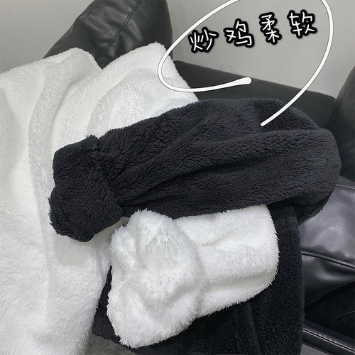 Wholesale Autumn/Winter New Plush Sweatshirt Men's Korean Style Trend Lamb Fleece Crew Neck Solid Color Couple's Thicker Warm Coat