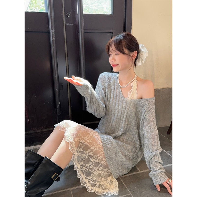 实拍~甜辣妹V领宽松休闲叠穿软糯套头毛衣女2025秋季时尚百搭上衣|undefined