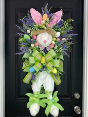 Cross-border Revived Rabbit Decoration for Easter Theme, Cartoon Style, Artificial Plant Door Hanging Ornament