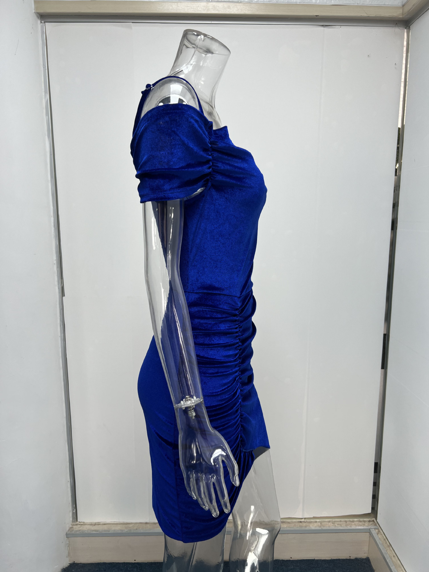 Spring Dress Sexy Slim Strap Fluff Drawstring Irregular Asymmetric Dress