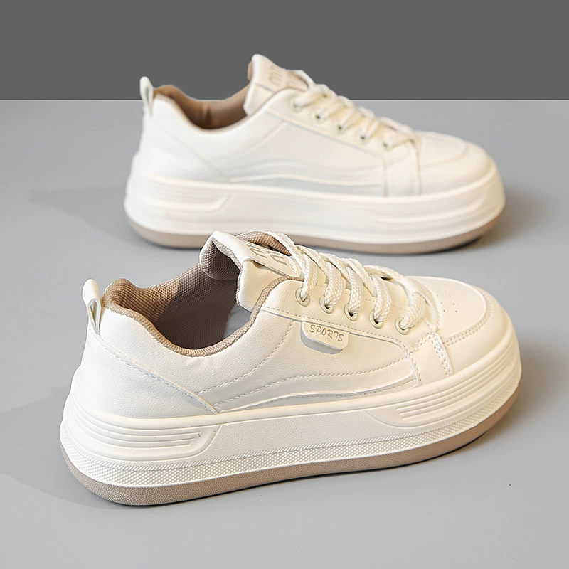 Продвинутые туфли на толстой подошве маленькие белые туфли для женщин весной и осенью