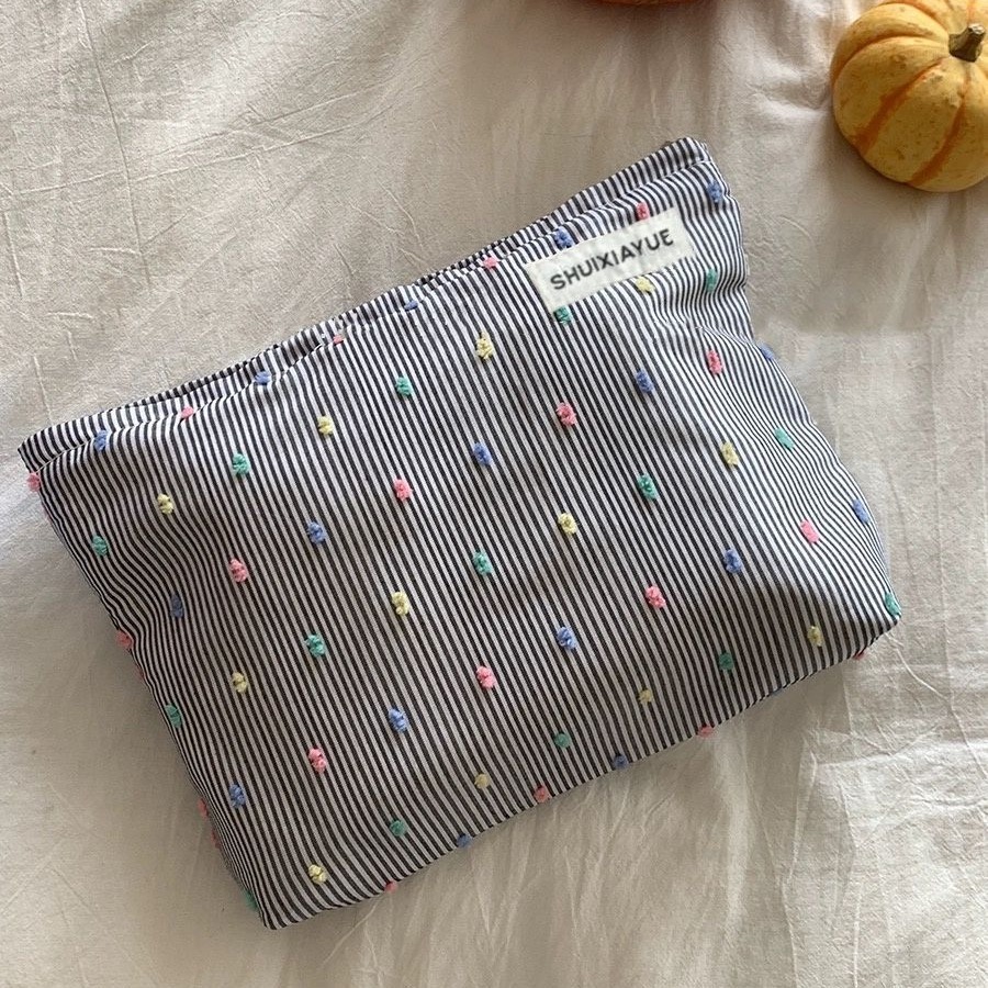 Bolsa de almacenamiento de pintas de color, bolsa de lavado, bolsa de almacenamiento de jacquard de temperamento, bolsa de cosméticos, gran capacidad, portátil y fresca