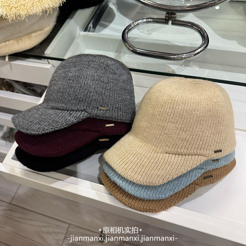 侧边金属标装饰韩版韩国简约ins博主氛围感穿搭棒球针织帽子女款|undefined