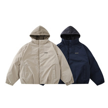 古也服饰 2025冬季新款假两件连帽棉服男潮牌棉衣保暖工装厚外套