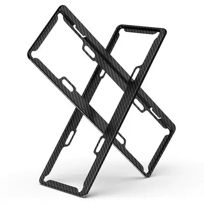 Thickened License Plate Frame for New Energy Green License Plates, Carbon Fiber Car License Plate Holder, Protective Frame for Small Cars (License plate holder/license plate holder) - blue-label-carbon-fiber-pattern-unbranded-pair-of-two