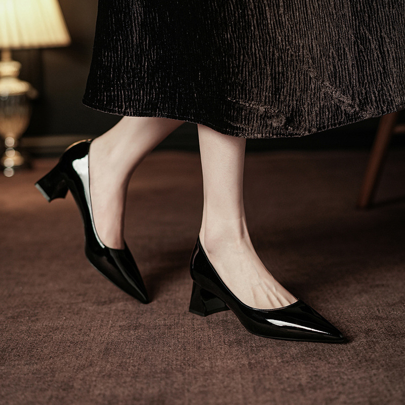 5001B Elegante High Heels für den Berufsalltag, weiche Sohle, Lederschuhe, Blockabsatz, für Damen_voghion.com