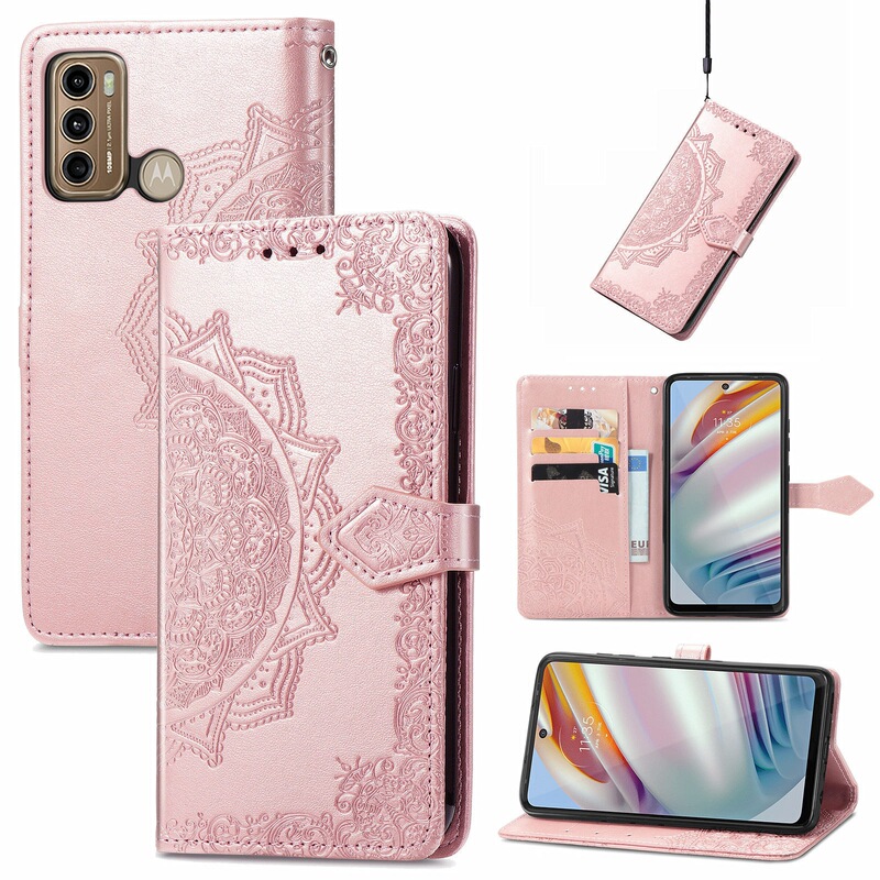 For MOTO G10/G30 phone Leather Case G9 Plus flip Mandala embossing E7 Power phone case
