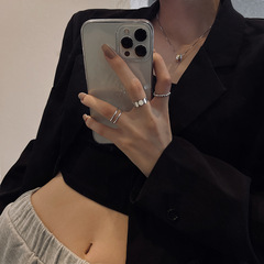 Ins celebrity-style design braided shiny three-piece ring set 2021 new fashion temperament index finger ring