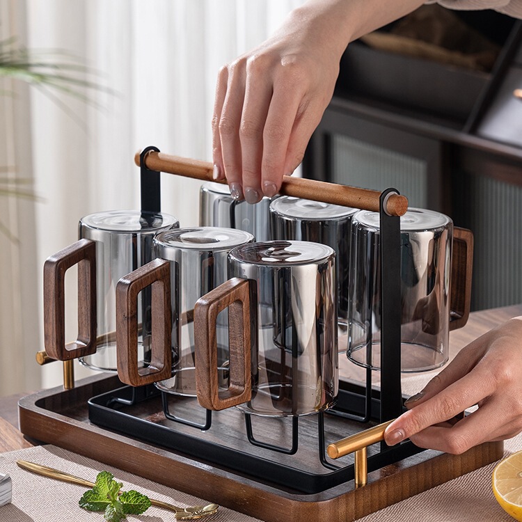 Water Cup Household Set to Entertain Guests, Accessible Luxury Living Room Glass Cup with Handle, Tea Cup for Men to Make Tea