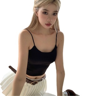 Summer Wear Sexy Exposed Back Strap Top Women's European and American Sweet and Hot Slim-fit Anti-slip Small Vest Short