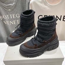 广州原标专柜品质欧美大牌真皮女鞋厚底马丁靴冬季保暖短筒雪地靴