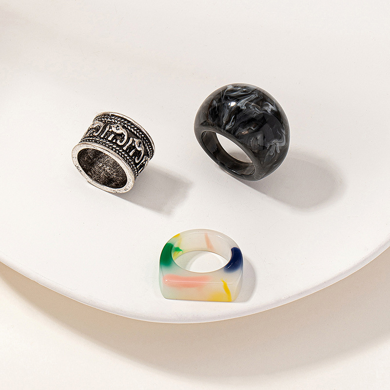 hip-hop retro geometric resin index finger ring female