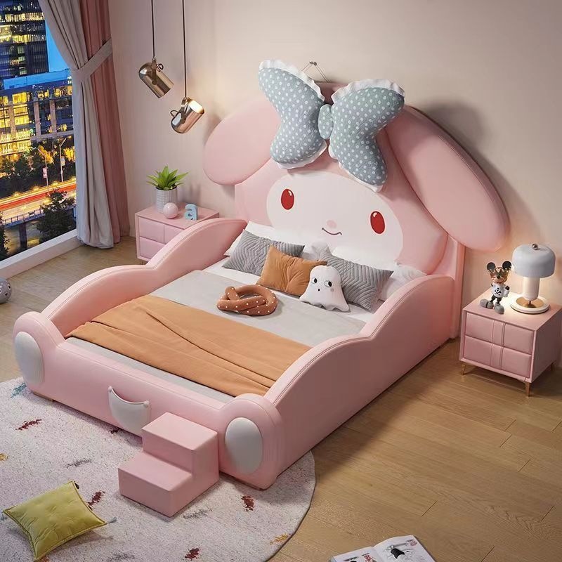 Cama infantil cama princesa niñas 1.5 con barandilla de dibujos animados cama de dormitorio niñas inswind red cama única roja