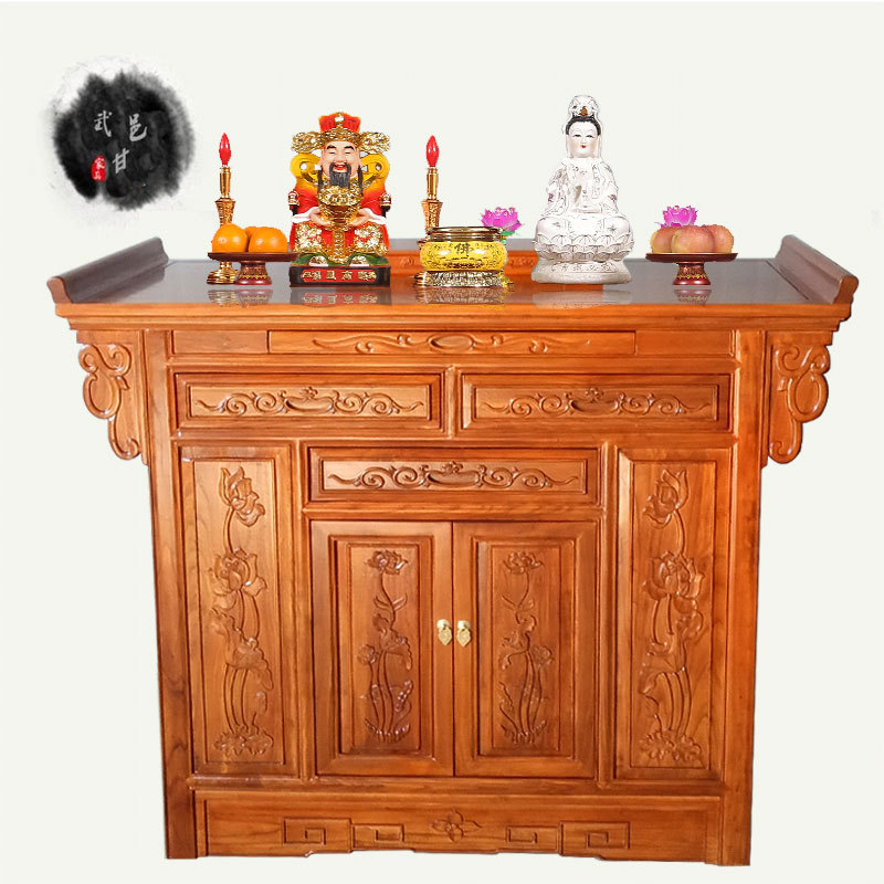 New Chinese Style Worship Table Worship Table Fragrant Case Economical Buddha Table Cabinet Solid Wood Buddha Niche Buddha Cabinet God of Wealth Worship Table Home