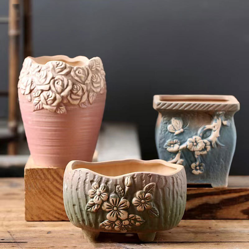 Simple elegante suculento maceta cerámica vintage hogar grande tamaño pequeño arcilla carne planta especial olla fábrica directa al por mayor
