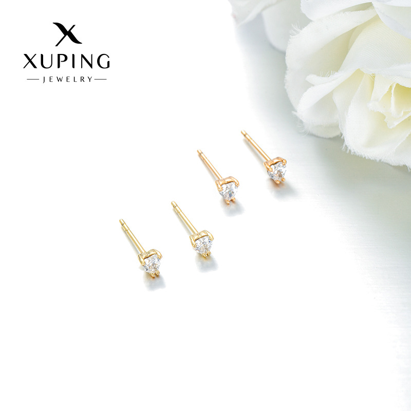 Joyas Xuping moda simple zircon amor pernos de orejas para mujeres exquisitas pequeñas y fáciles de usar pernos de orejas al por mayor
