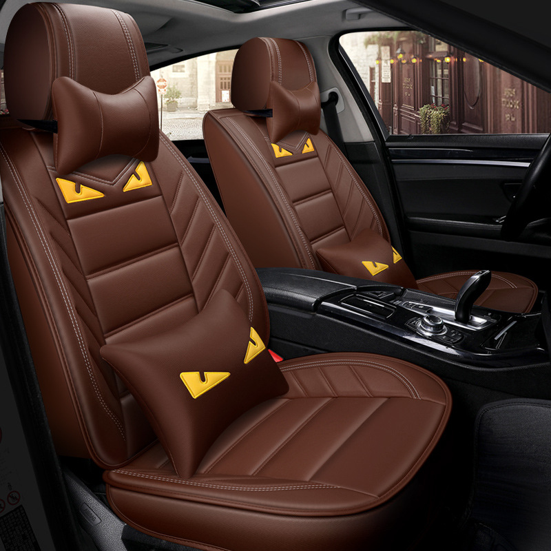 18年全包围卡通全皮汽车坐垫四季通用座垫坐套一件代发实体亚马逊