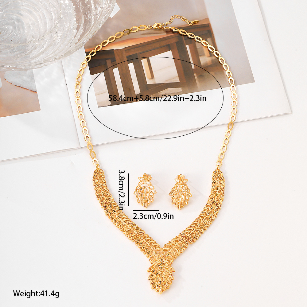 Explosiones de aretes populares del Medio Oriente, collares de joyería de mujer, collares de pendientes de dos piezas, elecciones transfronterizas, joyas exquisitas image 5