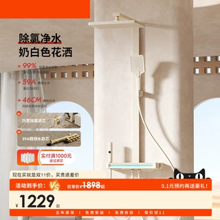现代置物台贴墙恒温淋浴花洒套装全铜家用增压喷头淋浴器淋浴屏