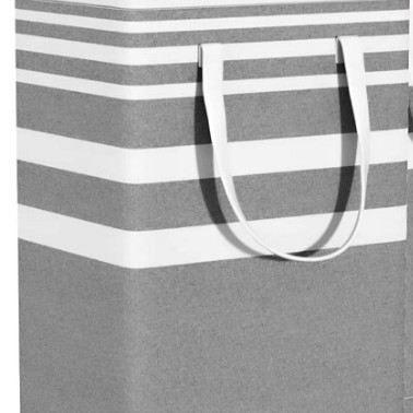 Bolsa de almacenamiento de tela de Amazon transfronteriza cesta de almacenamiento de tela cesta de lavandería plegable a rayas ropa sucia edredón de algodón en movimiento