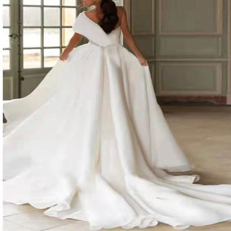 El comercio exterior de Europa y América Amazon AliExpress deseo temperamento vestido de novia un hombro largo elegante simple vestido de novia largo