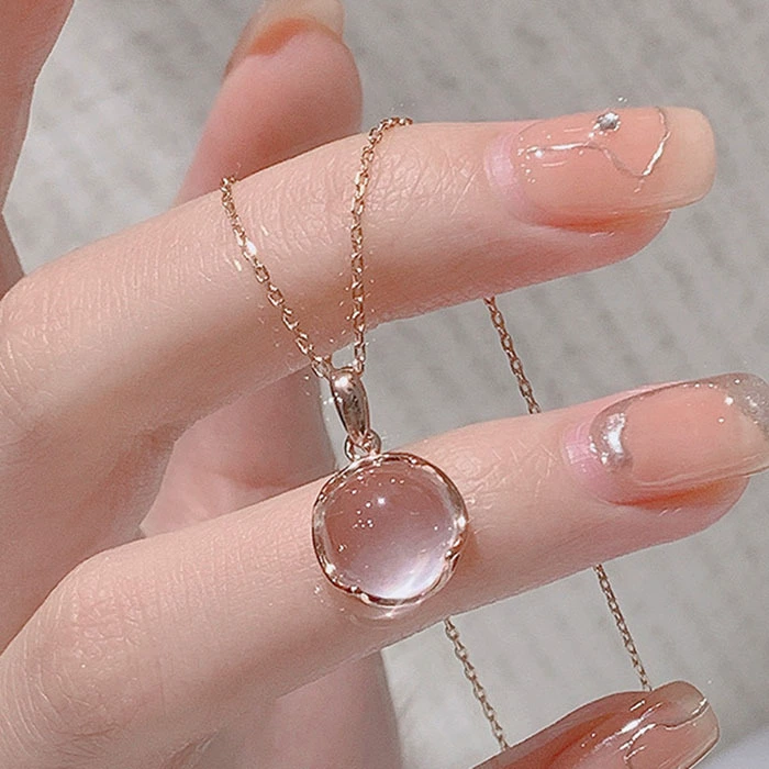 Розовая хрустальная подвеска ожерелье женская легкая роскошь нишевые дизайнерские цепочки ключицы летние аксессуары дикие оптом